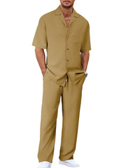 Lapel Short-sleeved Trousers Trendy Men's Clothing Suit