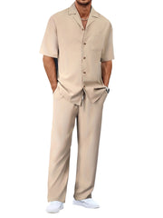 Lapel Short-sleeved Trousers Trendy Men's Clothing Suit
