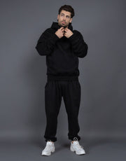 Men's Casual Loose Solid Color Hooded Sweatshirt Pants