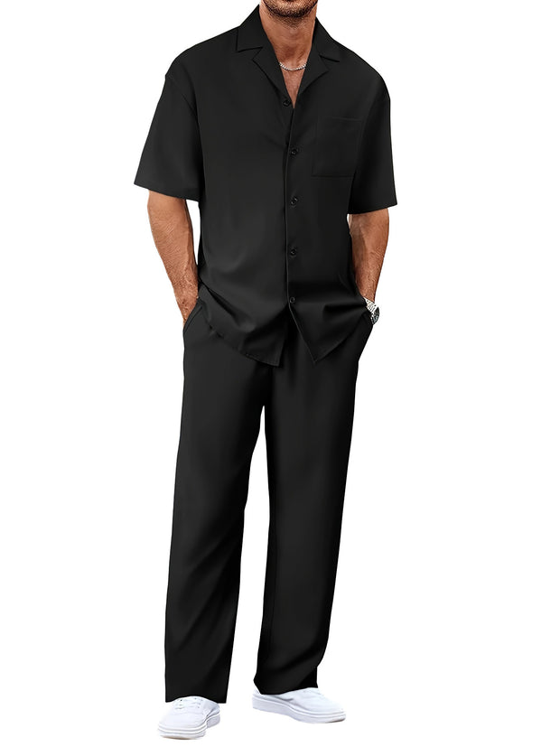 Lapel Short-sleeved Trousers Trendy Men's Clothing Suit