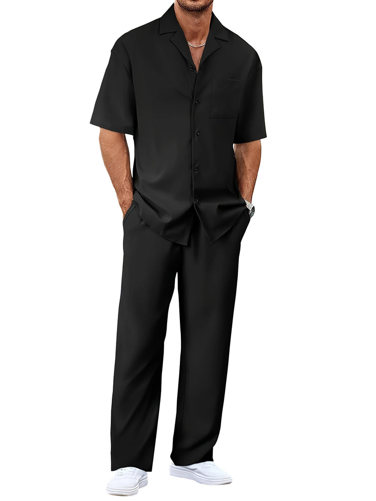 Lapel Short-sleeved Trousers Trendy Men's Clothing Suit