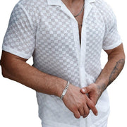 Men's Solid Color Lace Hollow Comfort Casual Shirt