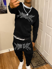 Men's Casual Fashion Round Neck Sweater Sport Pants Suit
