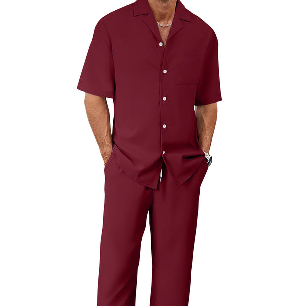 Lapel Short-sleeved Trousers Trendy Men's Clothing Suit