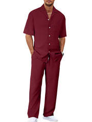 Lapel Short-sleeved Trousers Trendy Men's Clothing Suit