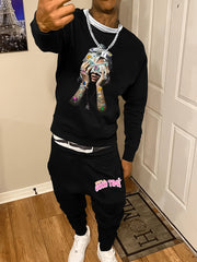 Men's Casual Fashion Round Neck Sweater Sport Pants Suit