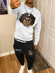 Men's Casual Fashion Round Neck Sweater Sport Pants Suit