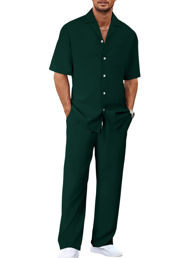 Lapel Short-sleeved Trousers Trendy Men's Clothing Suit