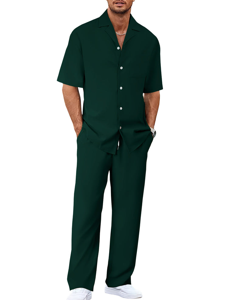 Lapel Short-sleeved Trousers Trendy Men's Clothing Suit