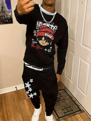 Men's Casual Fashion Round Neck Sweater Sport Pants Suit