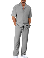 Lapel Short-sleeved Trousers Trendy Men's Clothing Suit