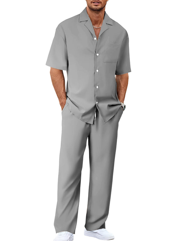 Lapel Short-sleeved Trousers Trendy Men's Clothing Suit