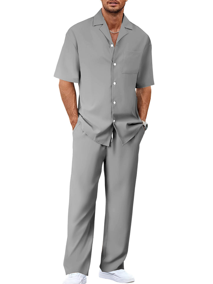 Lapel Short-sleeved Trousers Trendy Men's Clothing Suit