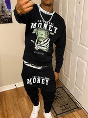 Men's Casual Fashion Round Neck Sweater Sport Pants Suit