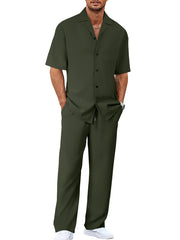 Lapel Short-sleeved Trousers Trendy Men's Clothing Suit