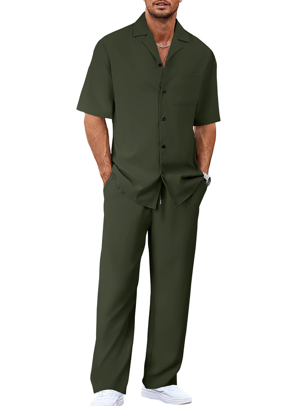 Lapel Short-sleeved Trousers Trendy Men's Clothing Suit
