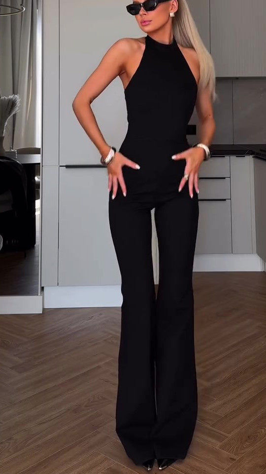 Black Halter Sleeveless Jumpsuit